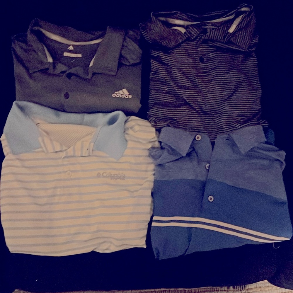 Adidas, Footjoy, Columbia shirts